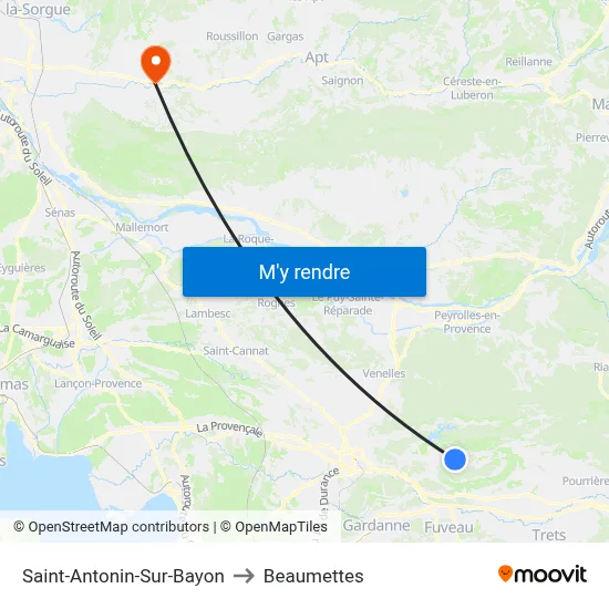Saint-Antonin-Sur-Bayon to Beaumettes map
