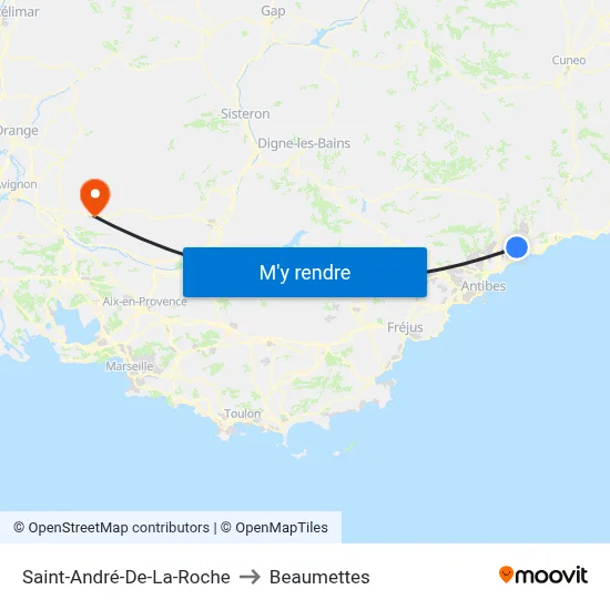 Saint-André-De-La-Roche to Beaumettes map
