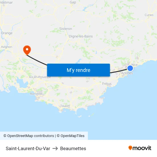 Saint-Laurent-Du-Var to Beaumettes map