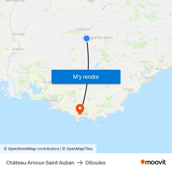 Château-Arnoux-Saint-Auban to Ollioules map