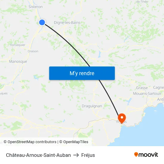 Château-Arnoux-Saint-Auban to Fréjus map