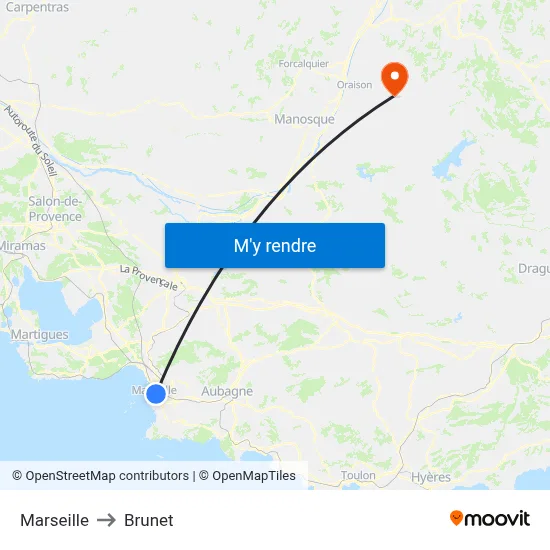 Marseille to Brunet map