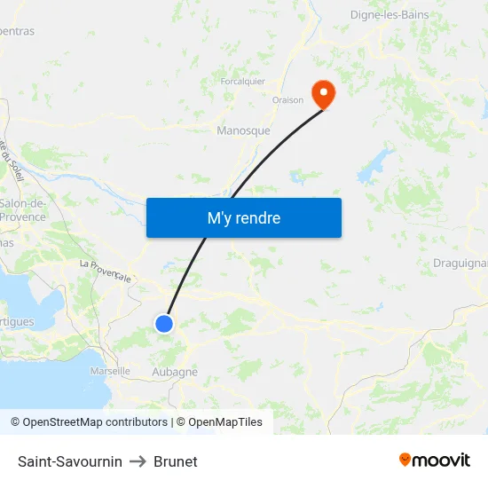 Saint-Savournin to Brunet map
