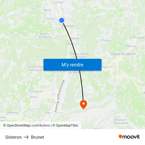 Sisteron to Brunet map