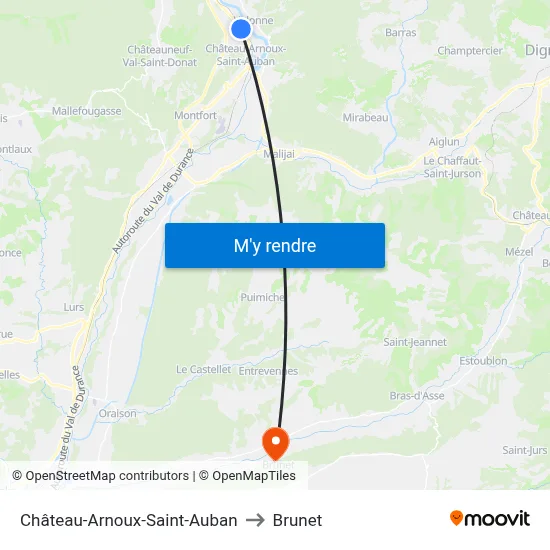 Château-Arnoux-Saint-Auban to Brunet map