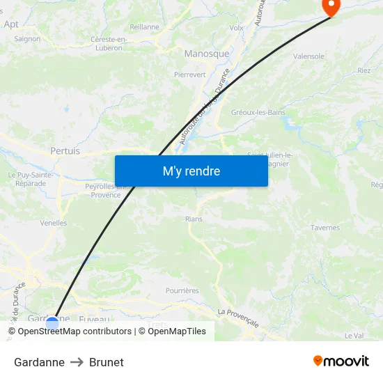 Gardanne to Brunet map