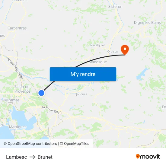 Lambesc to Brunet map