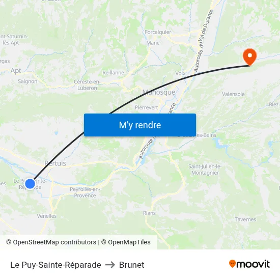 Le Puy-Sainte-Réparade to Brunet map
