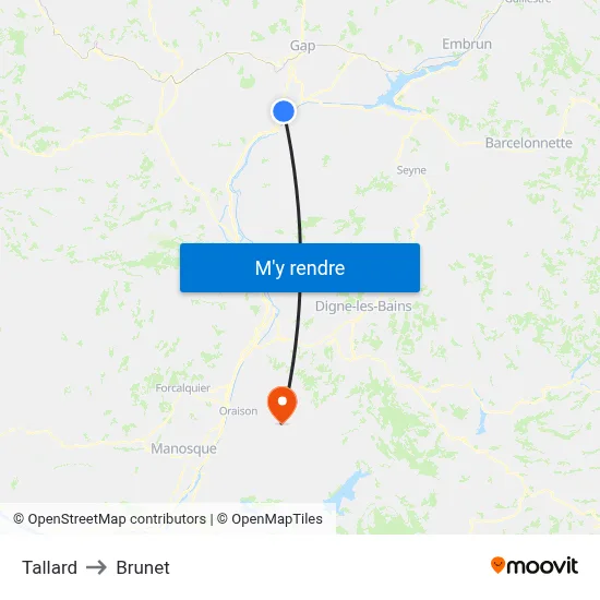 Tallard to Brunet map
