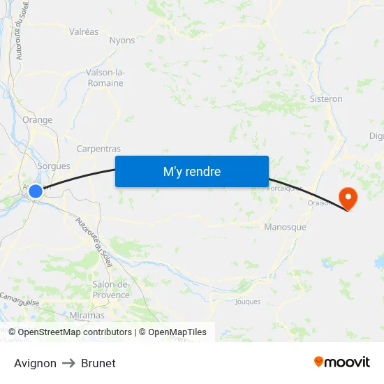 Avignon to Brunet map