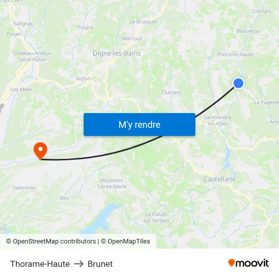 Thorame-Haute to Brunet map