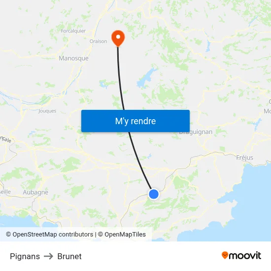 Pignans to Brunet map