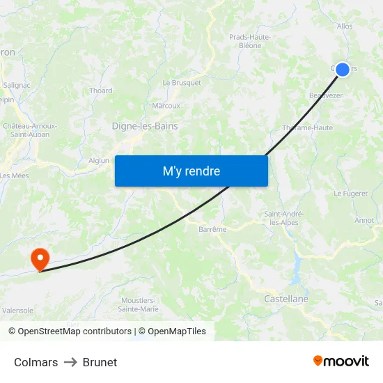 Colmars to Brunet map