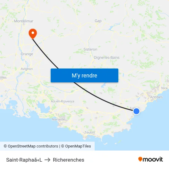Saint-Raphaã«L to Richerenches map