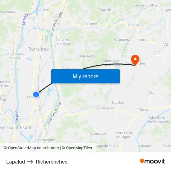 Lapalud to Richerenches map