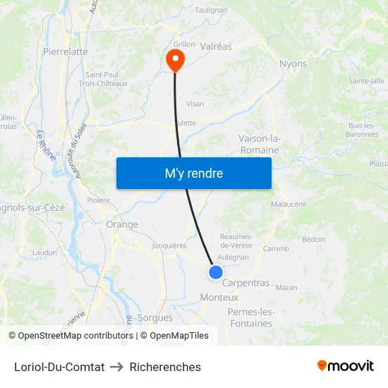 Loriol-Du-Comtat to Richerenches map