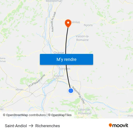 Saint-Andiol to Richerenches map