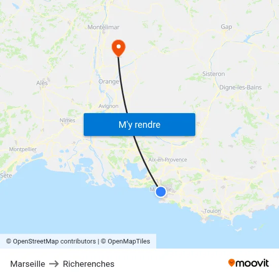 Marseille to Richerenches map