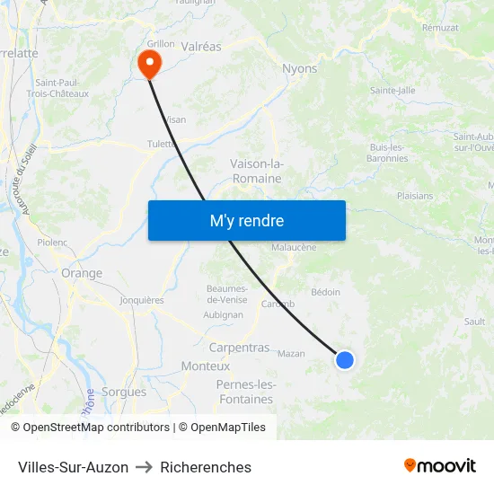 Villes-Sur-Auzon to Richerenches map