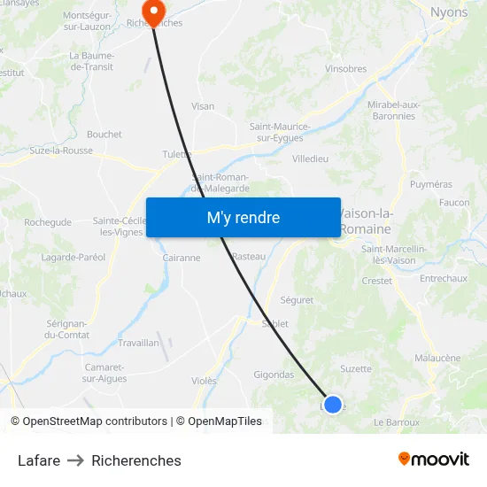 Lafare to Richerenches map