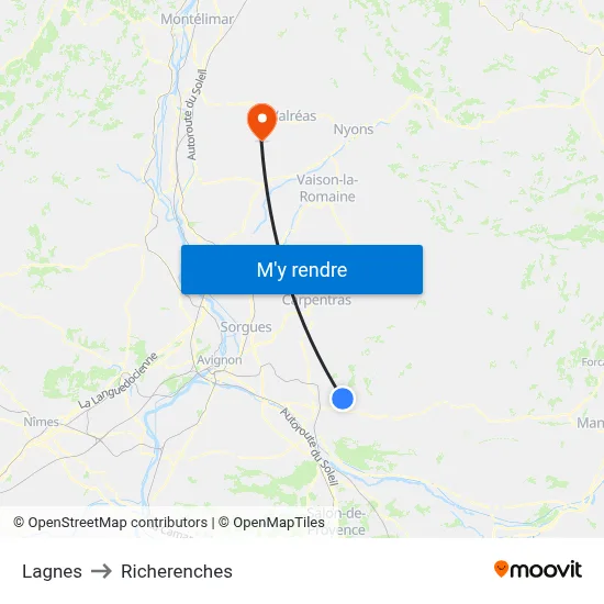 Lagnes to Richerenches map