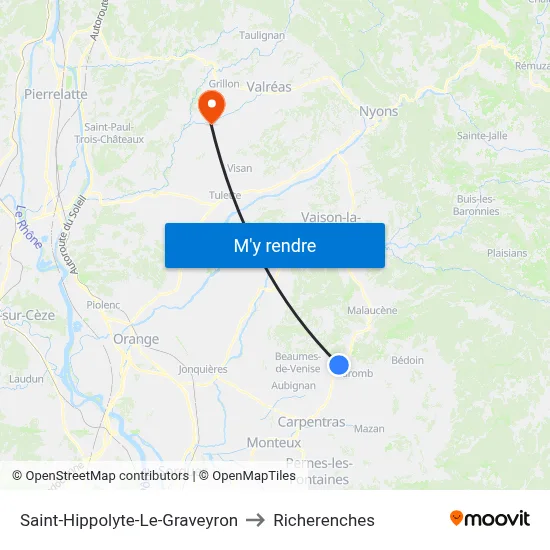 Saint-Hippolyte-Le-Graveyron to Richerenches map