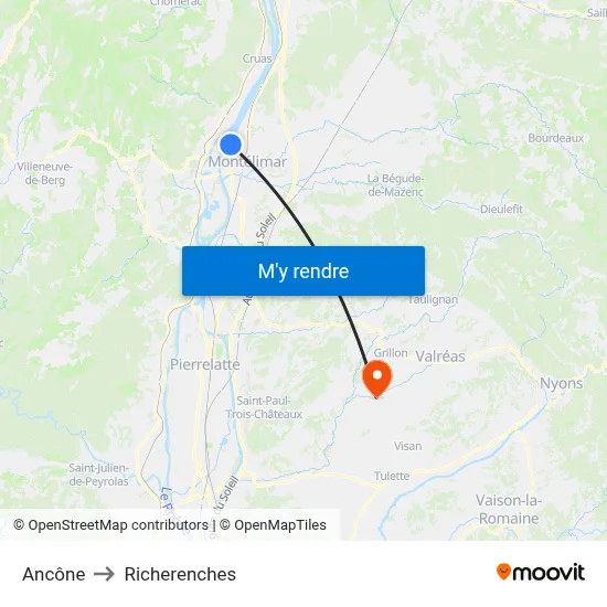 Ancône to Richerenches map