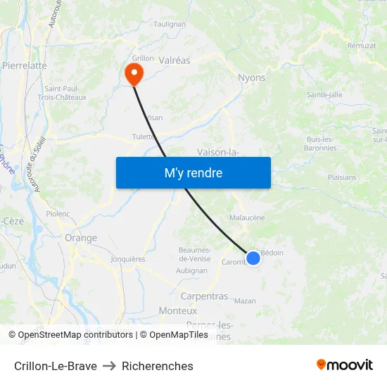 Crillon-Le-Brave to Richerenches map