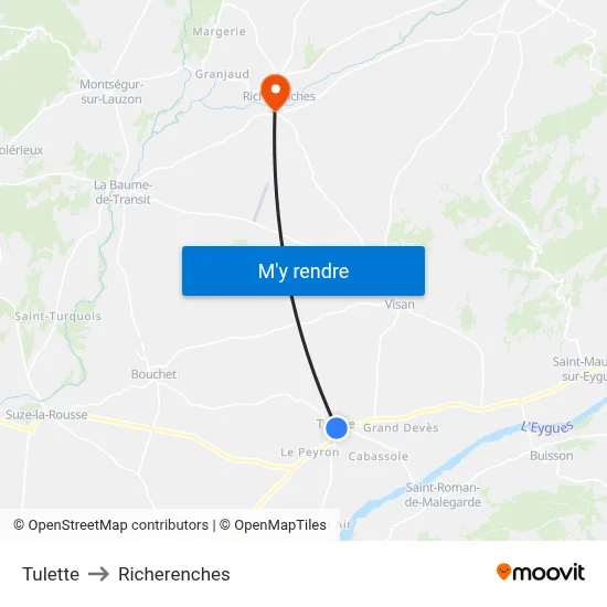Tulette to Richerenches map
