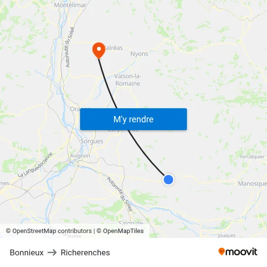 Bonnieux to Richerenches map