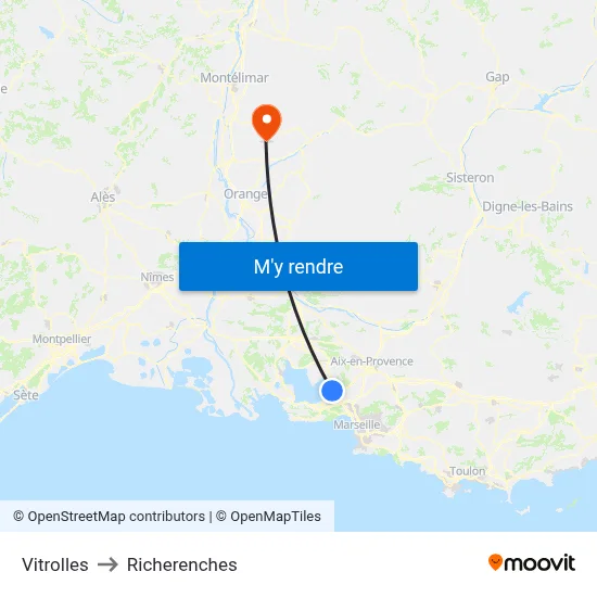 Vitrolles to Richerenches map