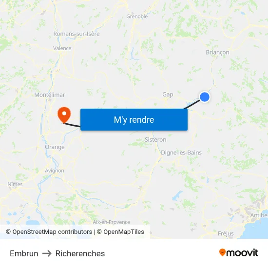 Embrun to Richerenches map