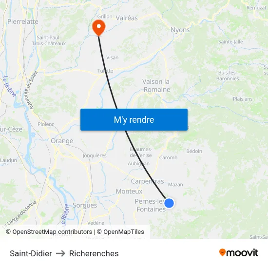 Saint-Didier to Richerenches map