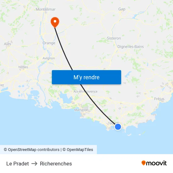 Le Pradet to Richerenches map