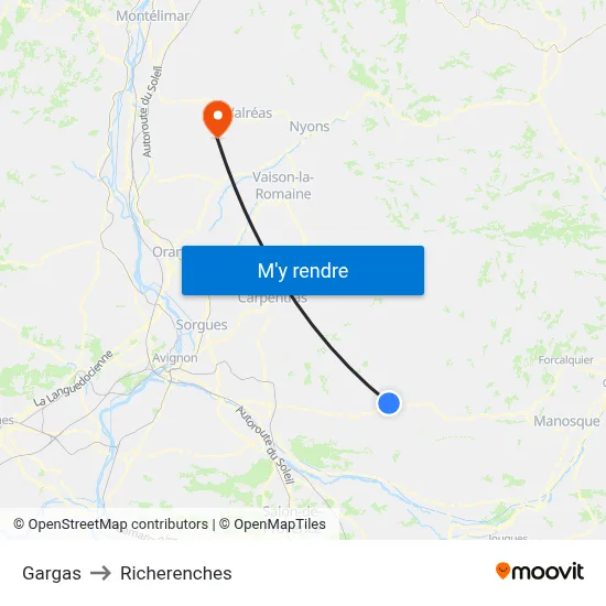 Gargas to Richerenches map