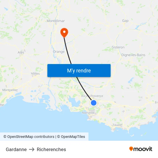 Gardanne to Richerenches map