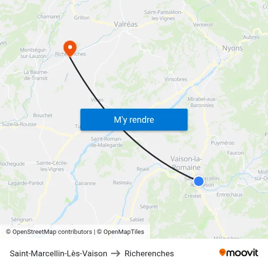 Saint-Marcellin-Lès-Vaison to Richerenches map