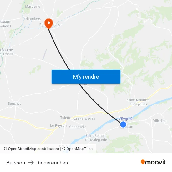 Buisson to Richerenches map