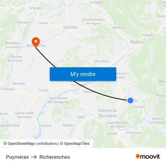 Puyméras to Richerenches map