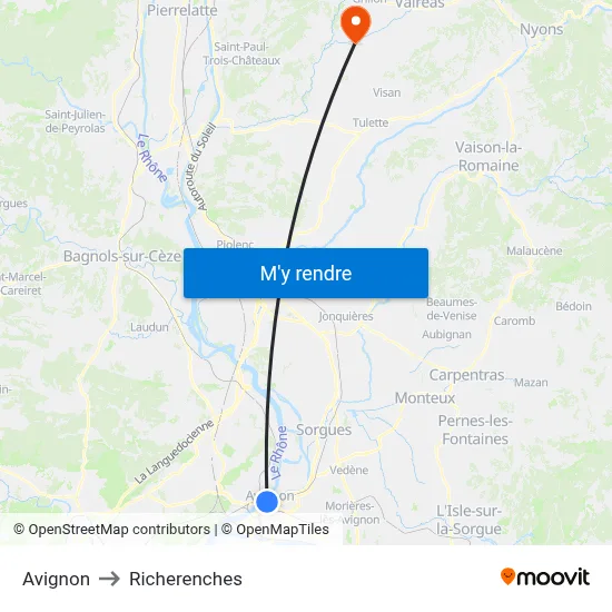 Avignon to Richerenches map
