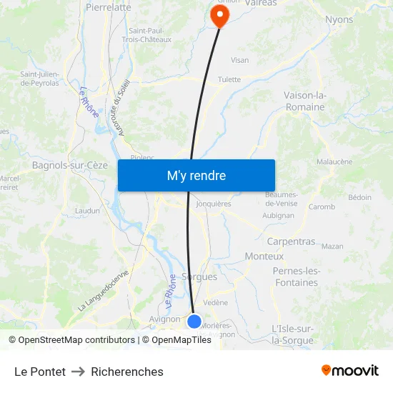 Le Pontet to Richerenches map