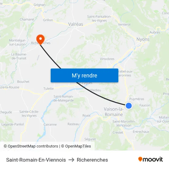 Saint-Romain-En-Viennois to Richerenches map