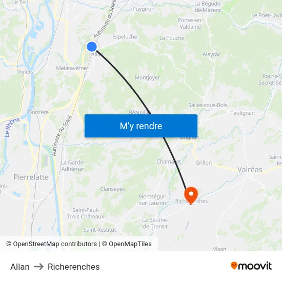 Allan to Richerenches map