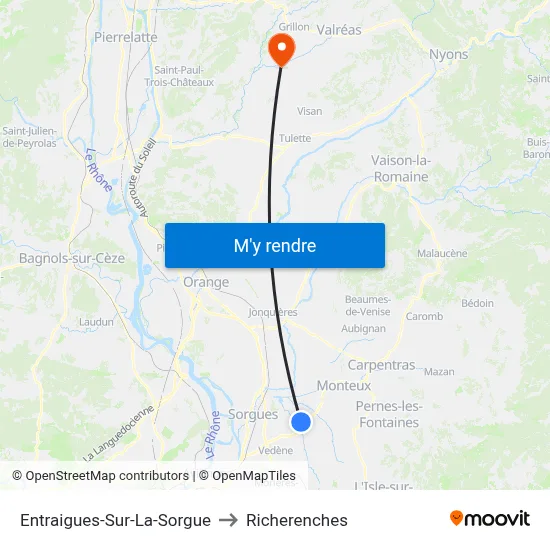 Entraigues-Sur-La-Sorgue to Richerenches map
