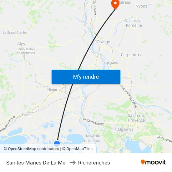 Saintes-Maries-De-La-Mer to Richerenches map