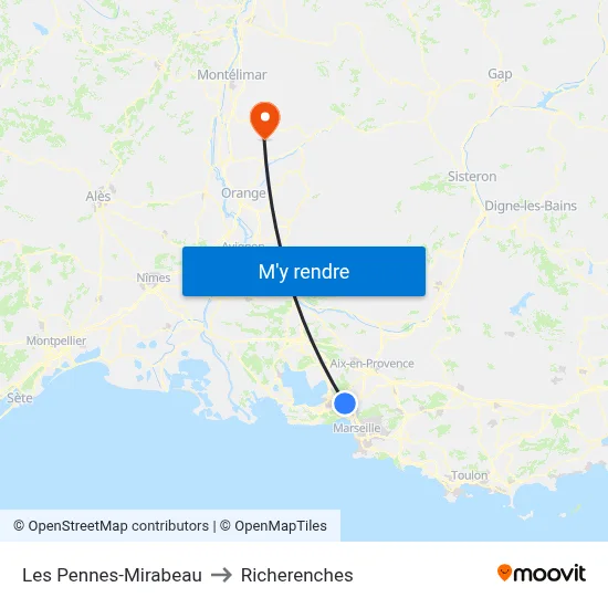 Les Pennes-Mirabeau to Richerenches map