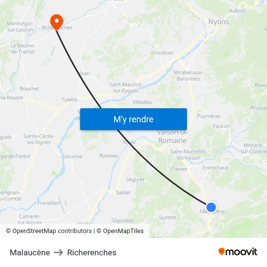 Malaucène to Richerenches map