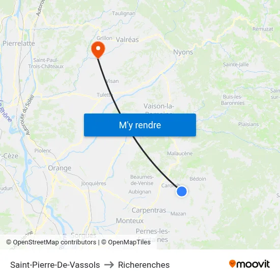 Saint-Pierre-De-Vassols to Richerenches map
