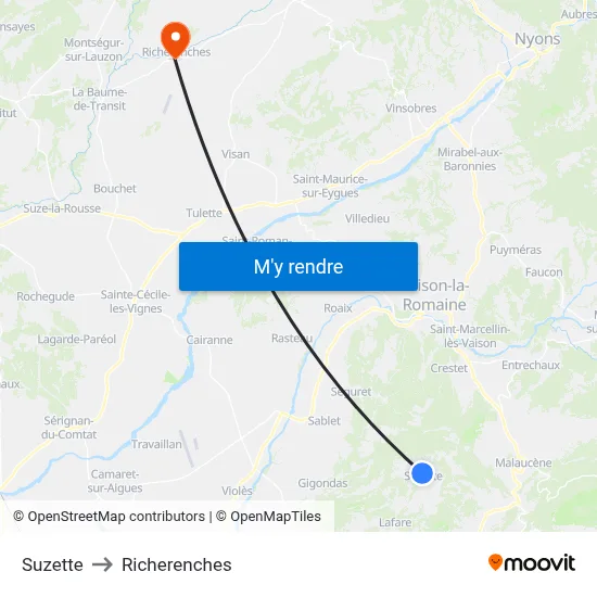 Suzette to Richerenches map