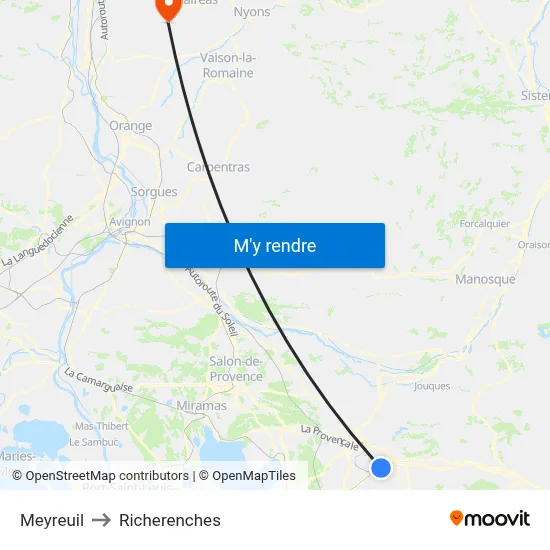 Meyreuil to Richerenches map